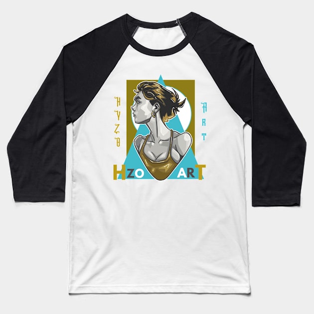 aqua portrait Baseball T-Shirt by HyzoArt